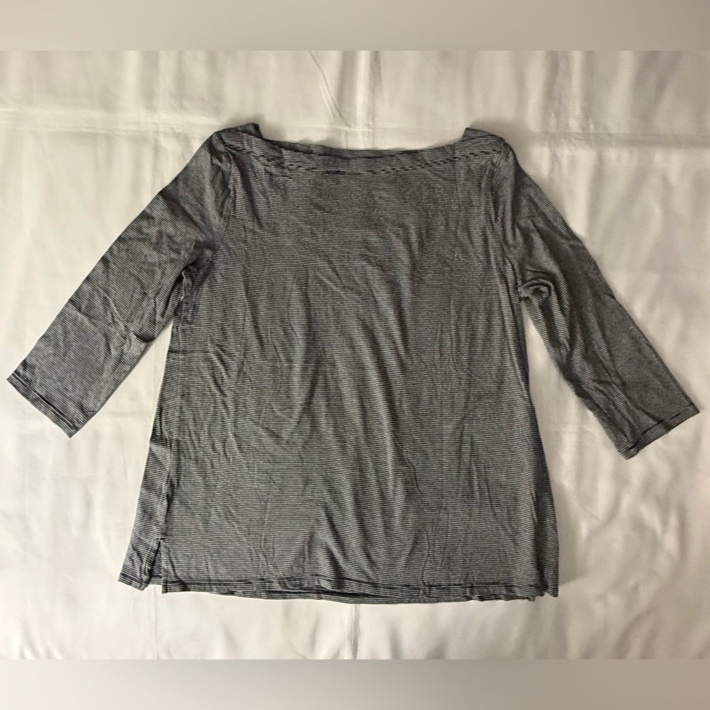 Ann Taylor LOFT Striped 3/4 Sleeves Shirt